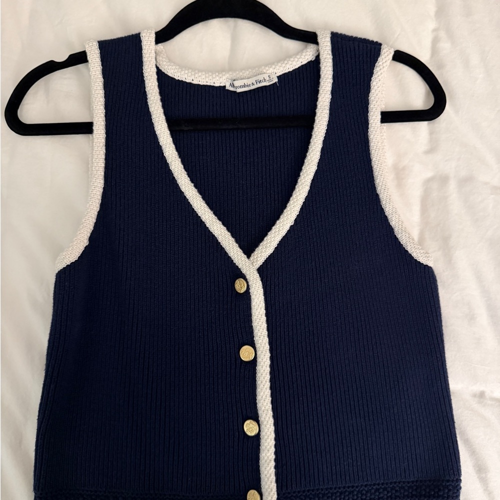 Abercrombie & Fitch Dark Blue Vest with Light Trim